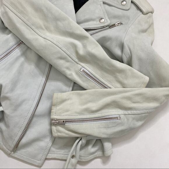 IRO Guape Lamb Leather Suede Biker Moto Jacket in Light Blue Size 36/US 4 - Picture 9 of 13